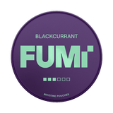 Purple container labeled 'FUMi' with 'Blackcurrant' flavor on a white background