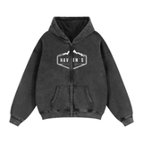 Haven's Stone Wash Hoodie  Zip Up Front